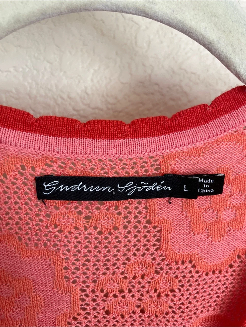 Gudrun Sjoden Coral Naima Crochet Button-Front Cardigan L Organic Cotton Artsy
